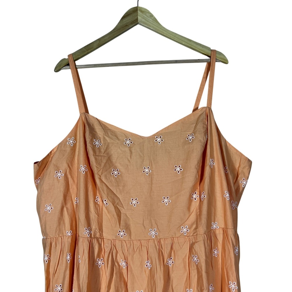 NWT Old Navy Fit & Flare Floral Embroidered Eyelet Cami Dress Orange Summer 3X - Picture 2 of 6